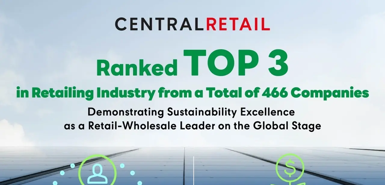 Central Retail Ranks Top 3 in Retailing Industry from a Total of 466 Companies Demonstrating Sustainability Excellence as a Retail-Wholesale Leader on the Global Stage